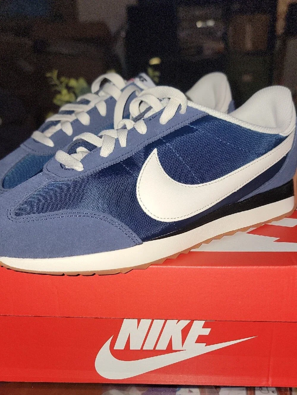 Nike Pacific Men's Blue and White Retro Runner Sneakers Size 9.5